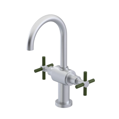 Rubinet Single Hole Dual Handle Lav. Set with LaSalle Spout (less drain) Satin Chrome