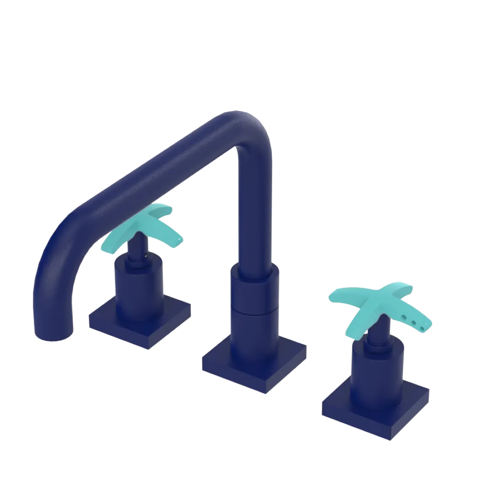 Rubinet Widespread Kitchen Set with Genesis Spout Midnight Blue