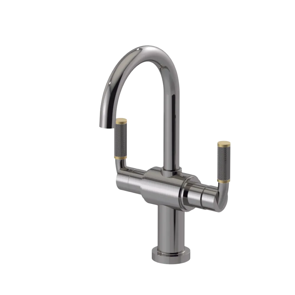 Rubinet Single Hole Dual Handle Lav. Set. (less drain) Polished Nickel