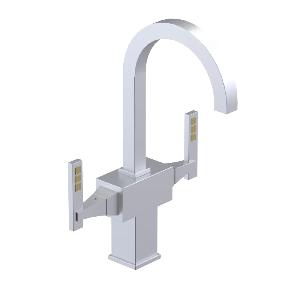 Rubinet Single Hole Dual Handle Lav. Set. (less drain) Satin Chrome