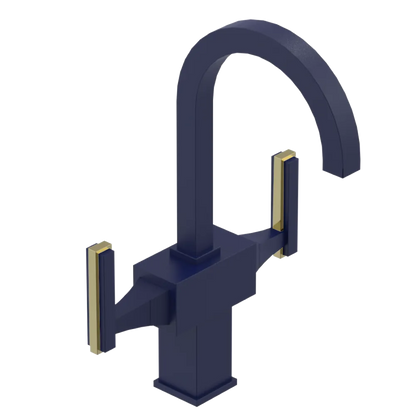 Rubinet Single Hole Dual Handle Lav. Set. (less drain) Midnight Blue