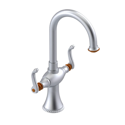 Rubinet Single Hole Dual Handle Lav. Set. (less drain) Satin Chrome