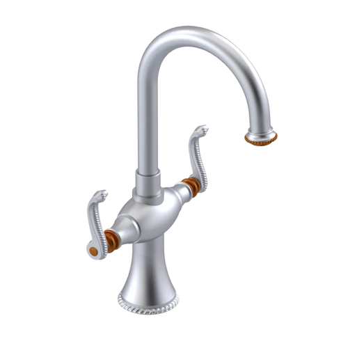 Rubinet Single Hole Dual Handle Lav. Set. (less drain) Satin Chrome