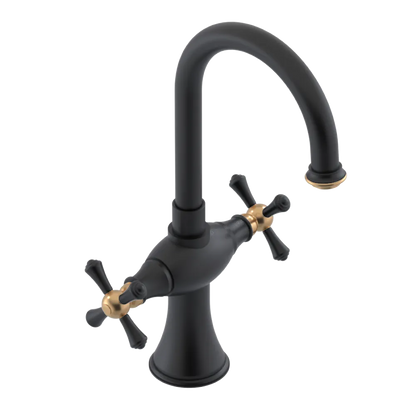 Rubinet Single Hole Dual Handle Lav. Set. (less drain) Matt Black