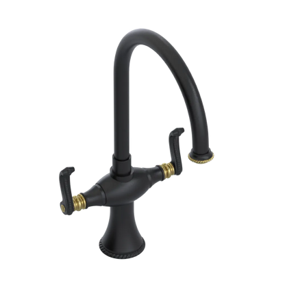 Rubinet Two Handle Single Hole Kitchen Set Matt Black