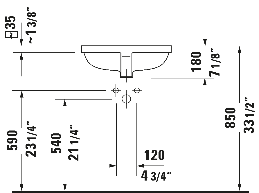 Duravit Starck 3 Undercounter Bathroom Sink 20 7/8 "x 14 3/8 " #030549
