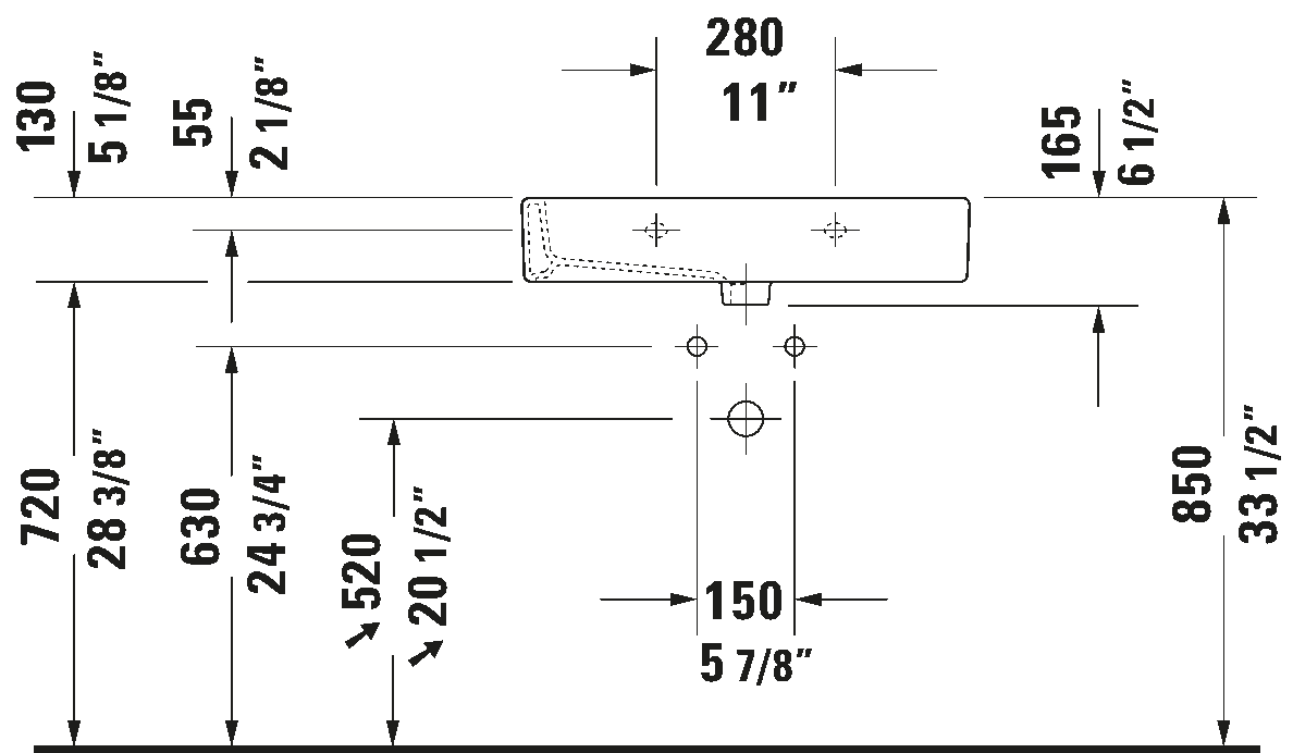 Duravit Vero Wall Mounted Sink #045470