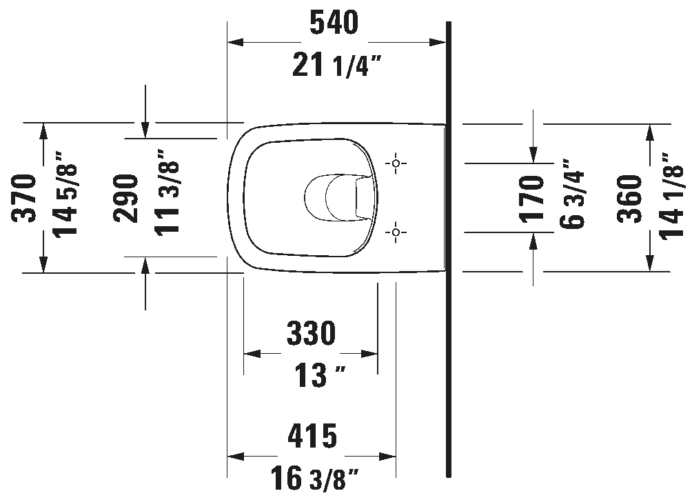 Duravit DuraStyle Rimless ADA Compliant Round Wall Mounted Toilet Less Seat