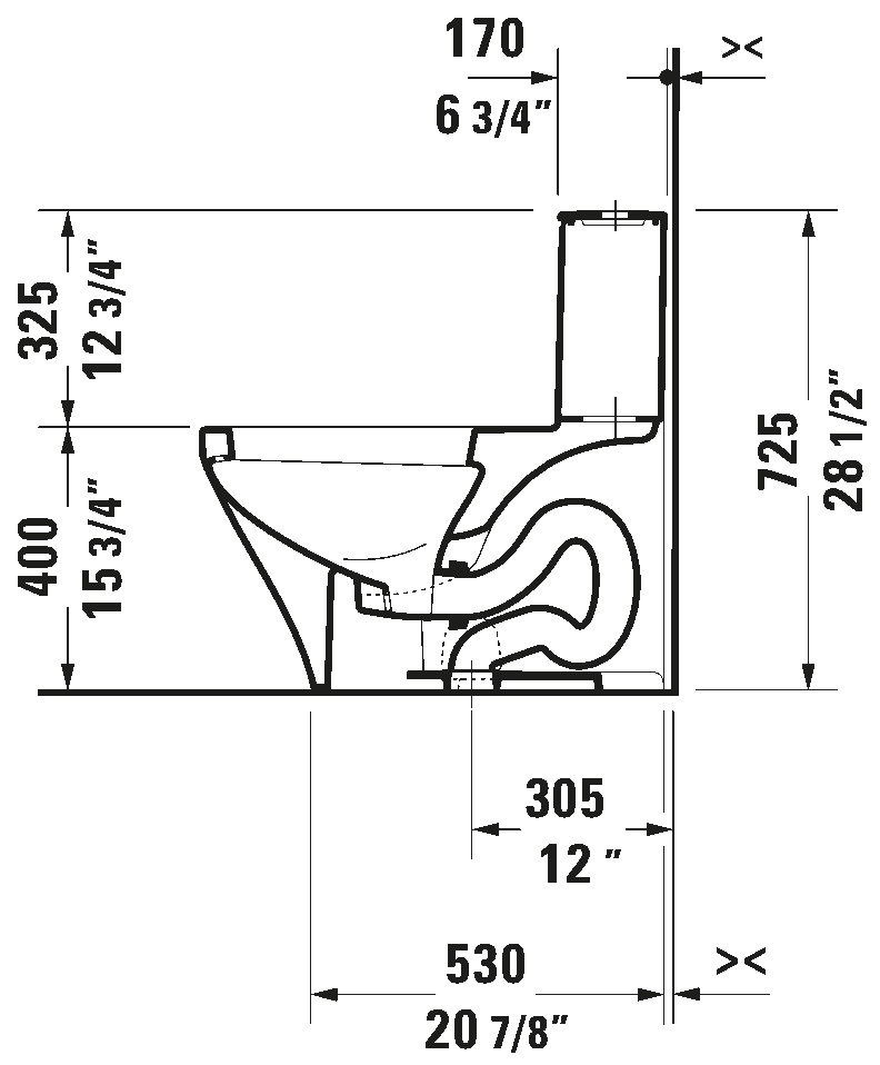 Duravit Durastyle Single Flush One Piece Toilet Less Seat #215701