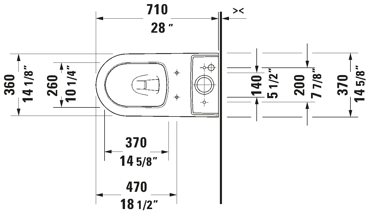 Duravit ME by Starck Toilet Bowl Only 14 5/8" x 28" #217101