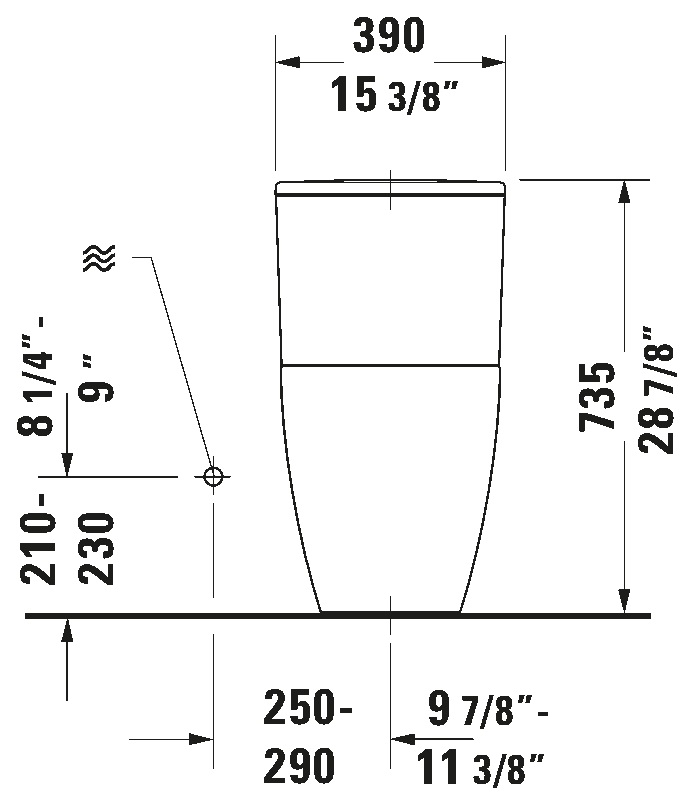 Duravit ME by Starck 1.32/0.92 GPF Dual Flush Rimless Elongated One Piece Toilet , Top Lever - Less Seat