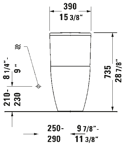 Duravit ME by Starck 1.32/0.92 GPF Dual Flush Rimless Elongated One Piece Toilet , Top Lever - Less Seat