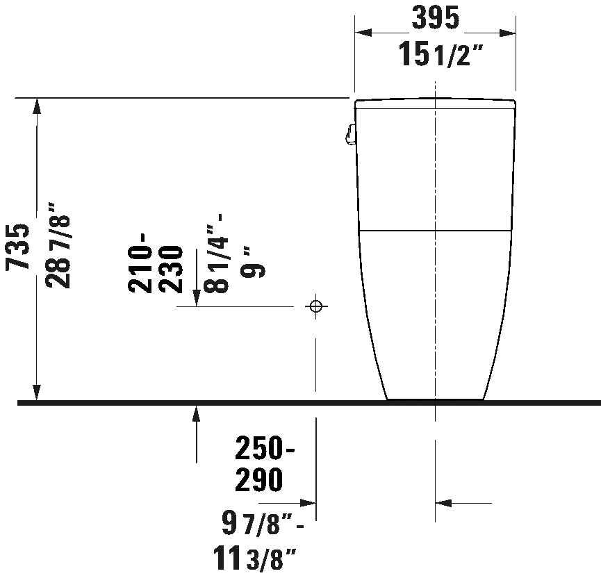 Duravit ME by Starck Single Flush One-piece Toilet No Seat Side Lever #218501