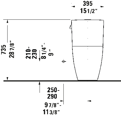 Duravit ME by Starck Single Flush One-piece Toilet No Seat Side Lever #218501
