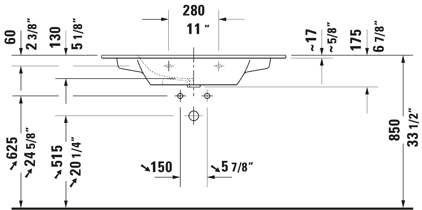 Duravit ME by Starck Wall Mounted Sink #233610
