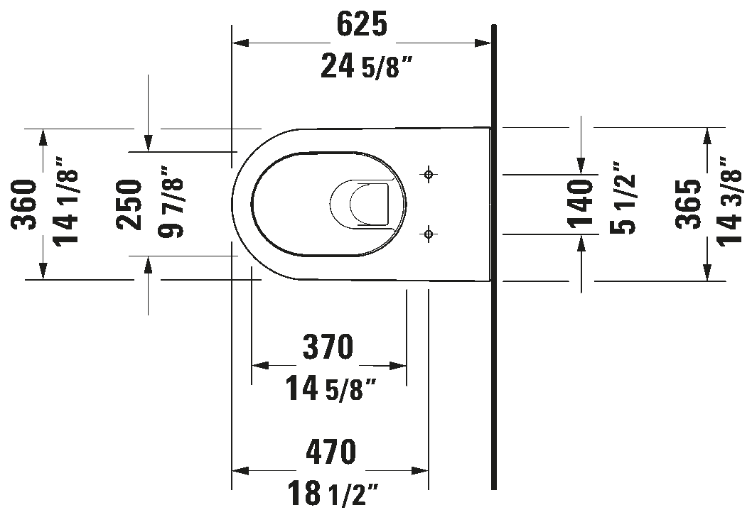 Duravit Darling New Wall-Mounted Toilet – Rimless, Dual Flush 1.6/0.8 Gpf #254409