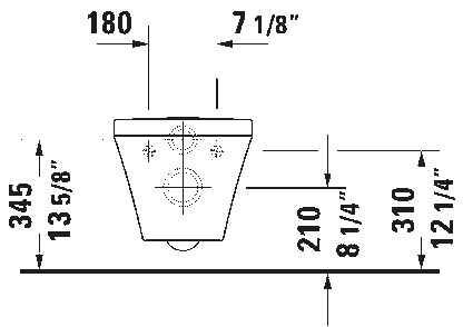 Duravit DuraStyle Rimless ADA Compliant Round Wall Mounted Toilet Less Seat