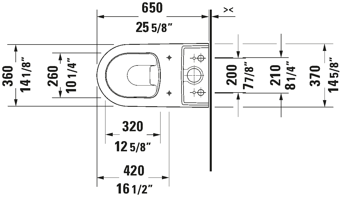 Duravit ME By Starck Toilet Bowl Only 14 5/8" x 25 5/8" #217009