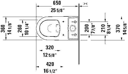 Duravit ME By Starck Toilet Bowl Only 14 5/8" x 25 5/8" #217009