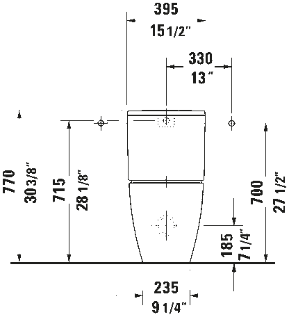 Duravit ME By Starck Toilet Bowl Only 14 5/8" x 25 5/8" #217009
