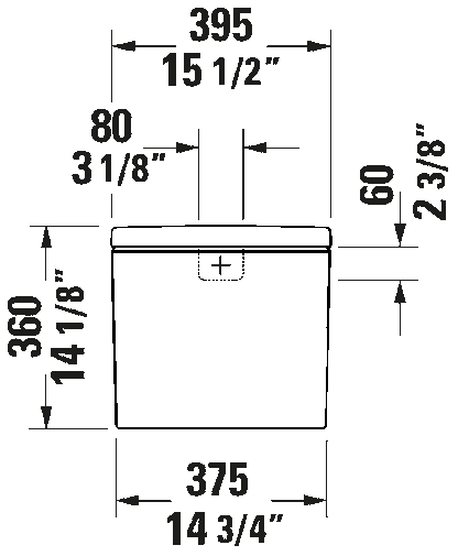 Duravit D-Neo Toilet Tank Dual Flush Top Lever #094420