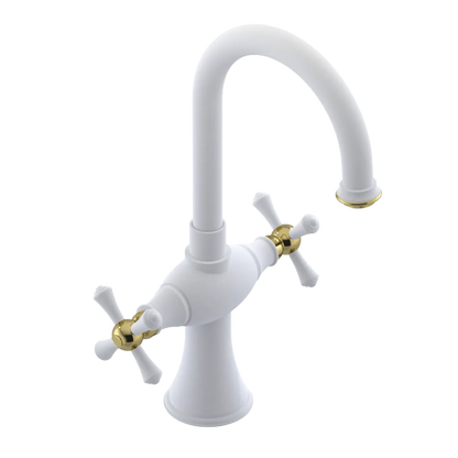 Rubinet Single Hole Dual Handle Lav. Set. (less drain) Matt White