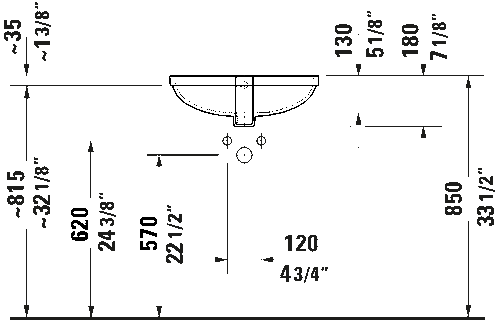 Duravit NO.1 Undermount Bathroom Sink 20 5/8 "x 15 " #039549