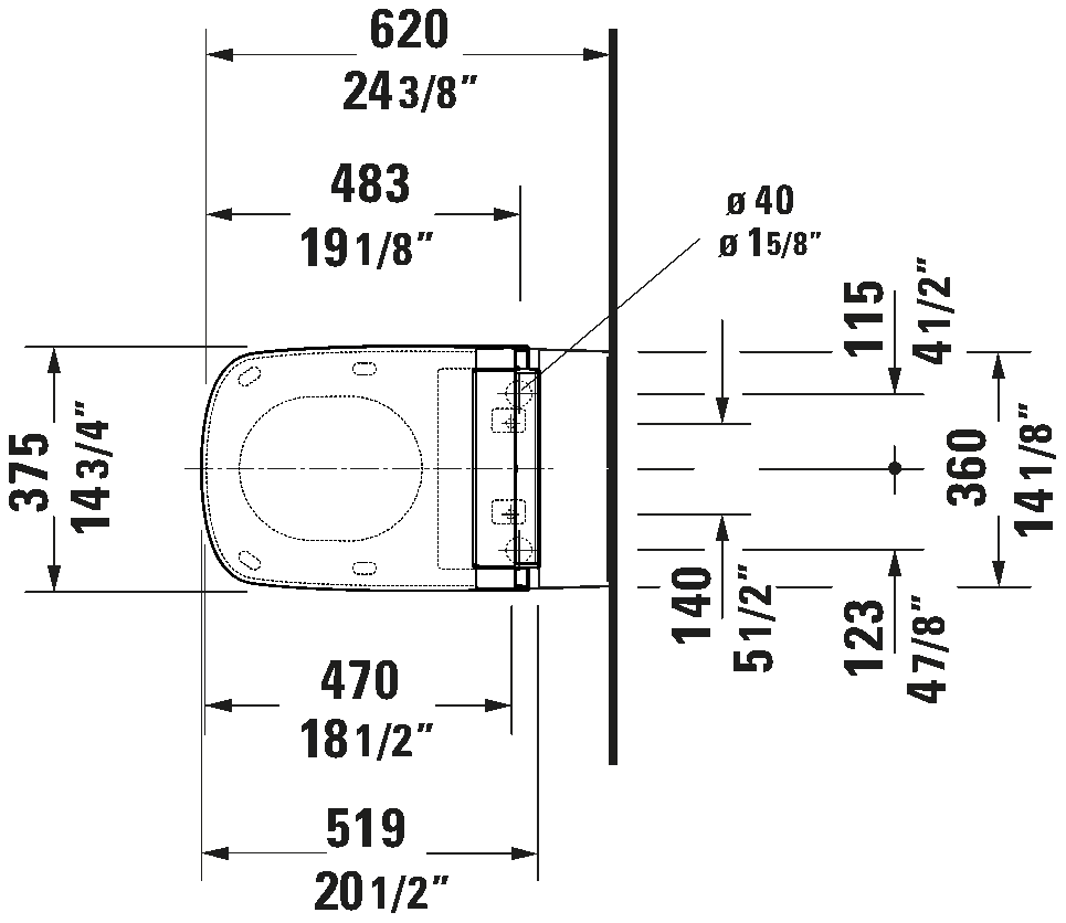 Duravit Durastyle Wall Hung Toilet for Sensowash #253759