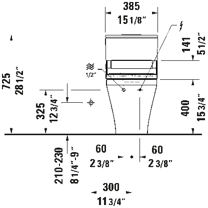 Duravit Sensowash Durastyle One Piece Toilet Less Seat #215751
