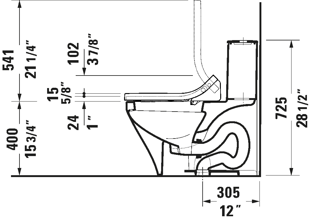 Duravit Sensowash Durastyle One Piece Toilet Less Seat #215751