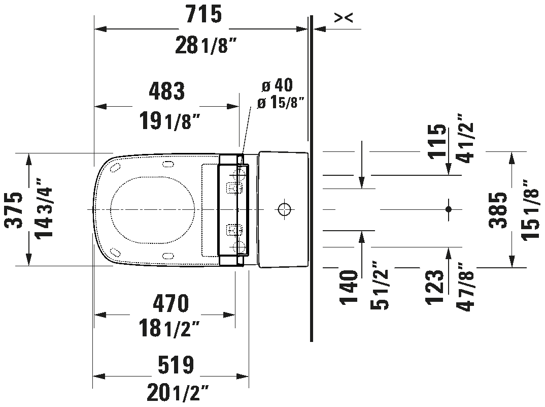 Duravit Sensowash Durastyle One Piece Toilet Less Seat #215751