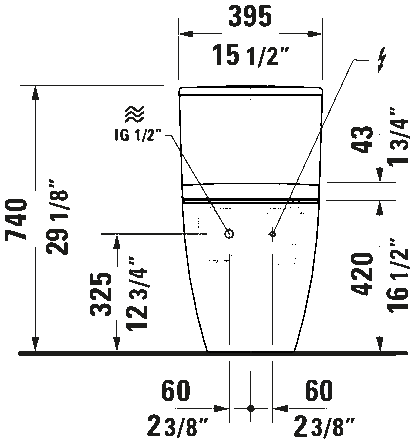 Duravit Sensowash ME By Starck One Piece Toilet Dual Flush Less Seat #218901