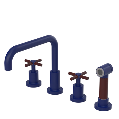 Rubinet Widespread Kitchen Set with Hand Spray Midnight Blue