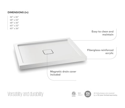 KALIA KOVER Rectangular acrylic shower base 48" x 32"