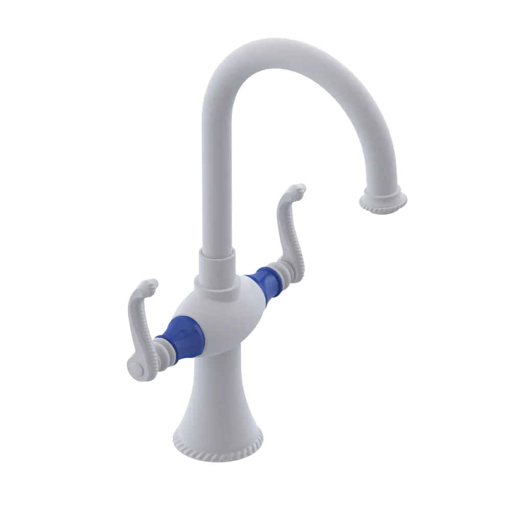 Rubinet Single Hole Dual Handle Lav. Set. (less drain) Matt White