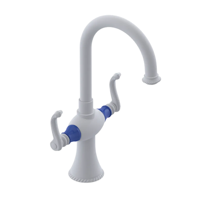 Rubinet Single Hole Dual Handle Lav. Set. (less drain) Matt White