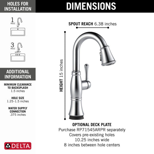 Delta Single Handle Pulldown Bar/Prep with Touch2O