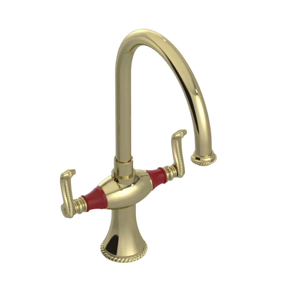 Rubinet Two Handle Single Hole Kitchen Set Gold