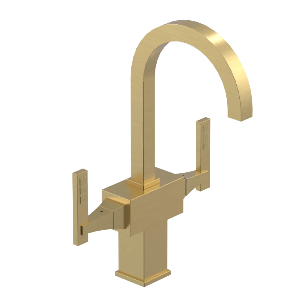 Rubinet Single Hole Dual Handle Lav. Set. (less drain) Satin Brass