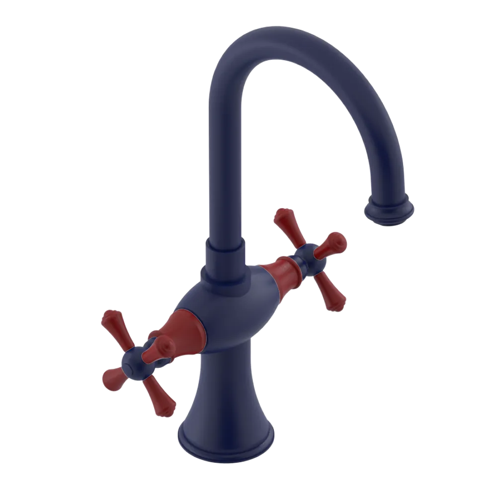 Rubinet Single Hole Dual Handle Lav. Set. (less drain) Midnight Blue