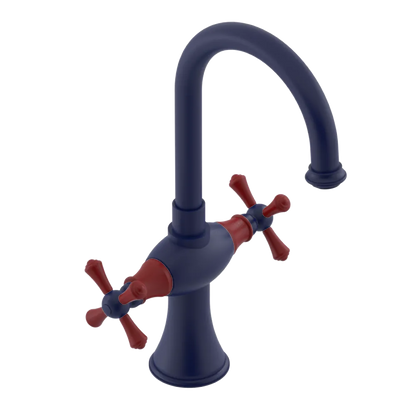 Rubinet Single Hole Dual Handle Lav. Set. (less drain) Midnight Blue