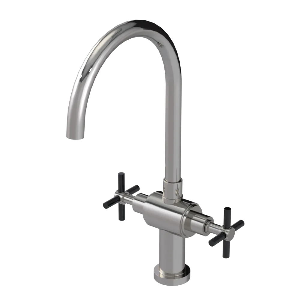 Rubinet Two Handle Single Hole Kitchen Set with LaSalle Spout Polished Nickel