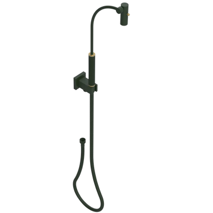 Rubinet Hand Held Shower Bidet with Extended Reach & Dual Function Spray Including Wall Bracket with Supply & Hose (Square) Green Envy
