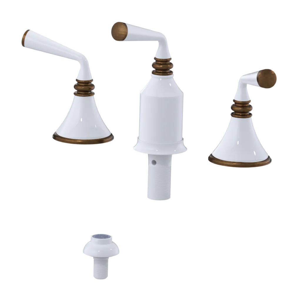 Rubinet Bidet Fitting with Spray, Diverter, and Vacum Breaker (Less Drain) White