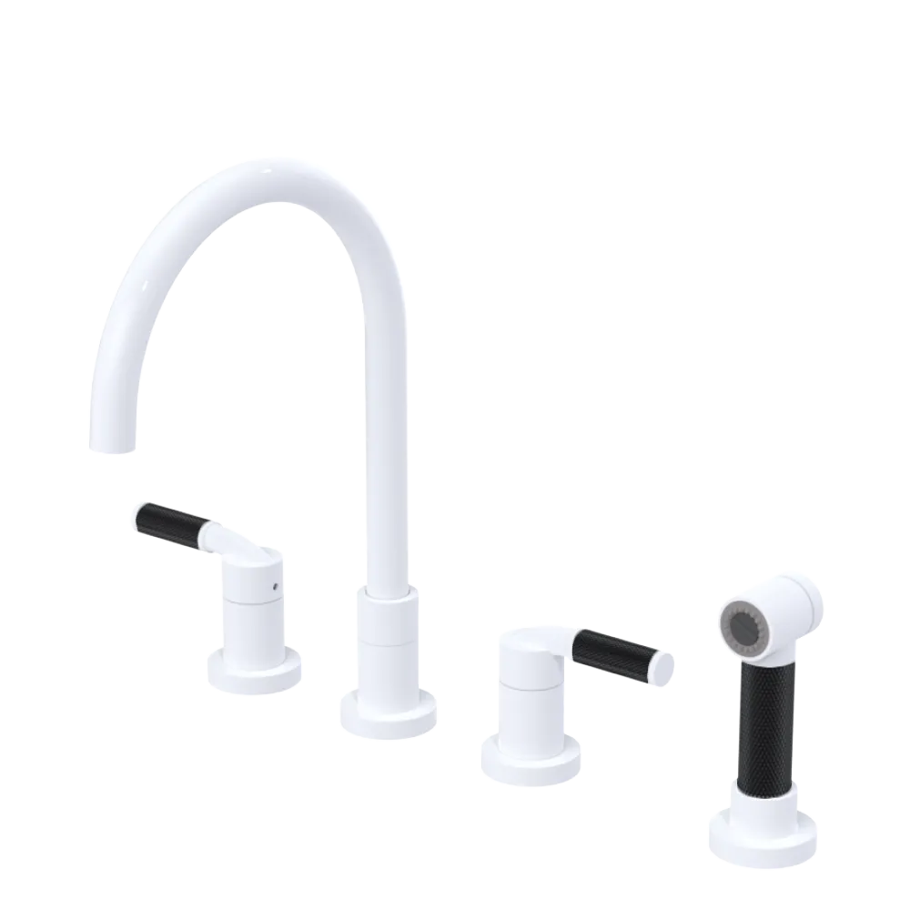 Rubinet Widespread Kitchen Set with Hand Spray White