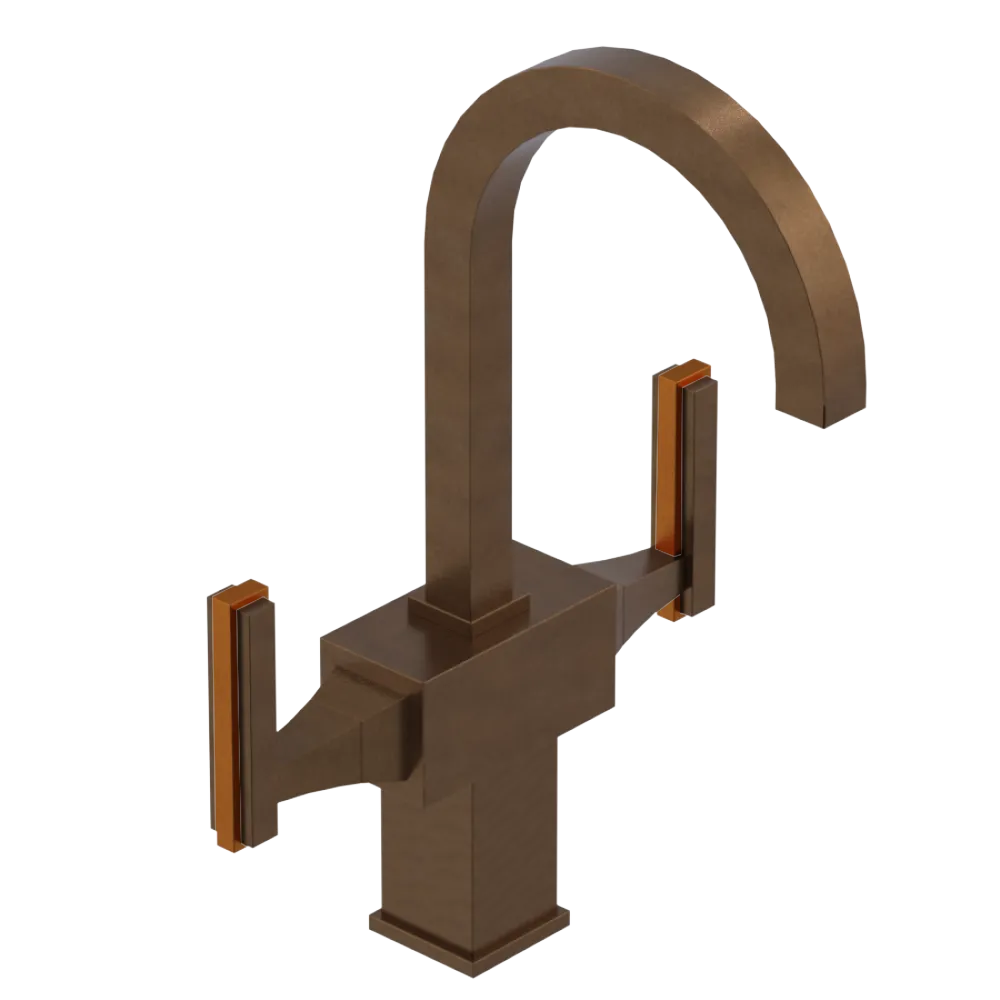 Rubinet Single Hole Dual Handle Lav. Set. (less drain) Tuscan Brass