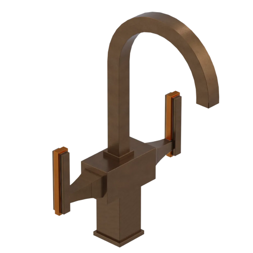 Rubinet Single Hole Dual Handle Lav. Set. (less drain) Tuscan Brass