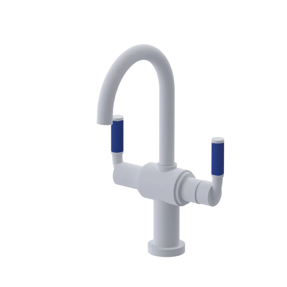 Rubinet Single Hole Dual Handle Lav. Set. (less drain) Matt White