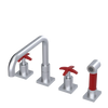 Rubinet Widespread Kitchen Set with Genesis Spout with Hand Spray Satin Chrome