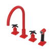 Rubinet Widespread Kitchen Set with Hand Spray Red